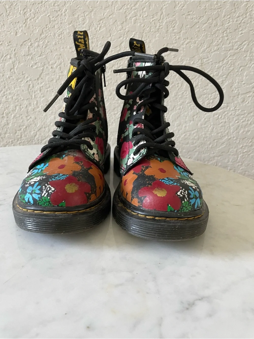 Dr Martens YOUTH 1460 FLORAL MASH UP LEATHER LACE UP BOOTS Size 12
